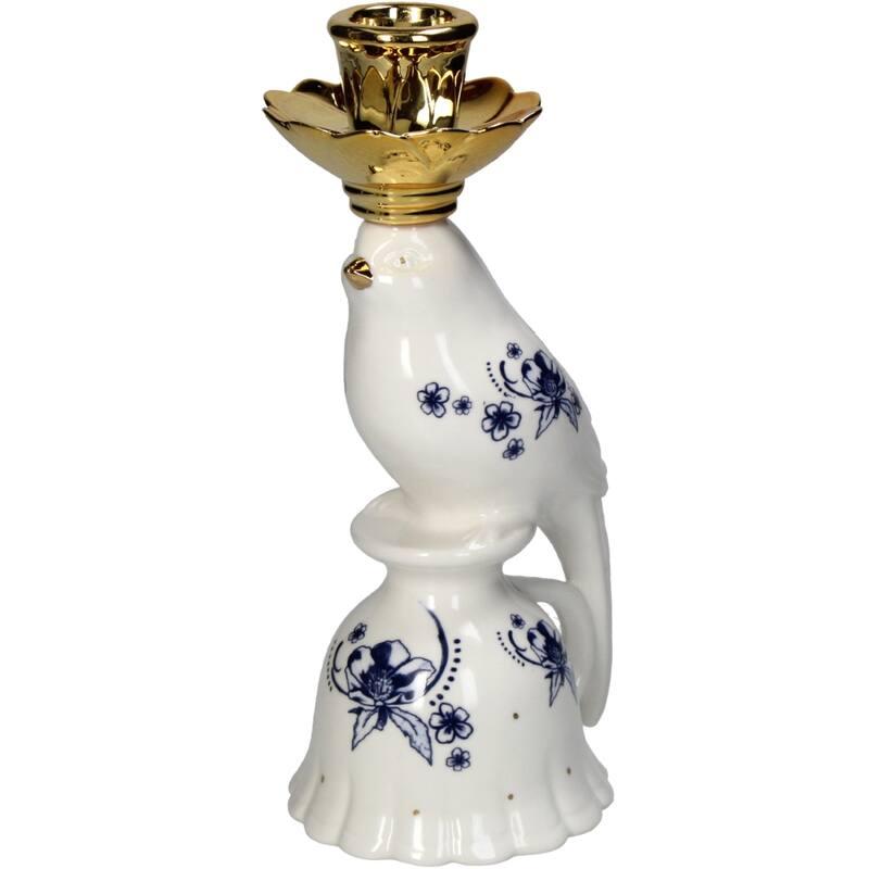 Kandelaar - Vogel Porcelijn - Delfts Blauw ↑ 21 cm