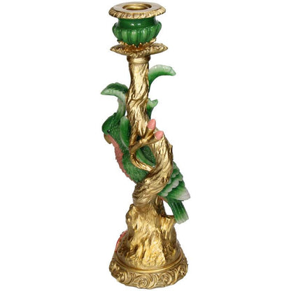 Kleurrijke Vogel Kandelaar van Polyresine - Groen